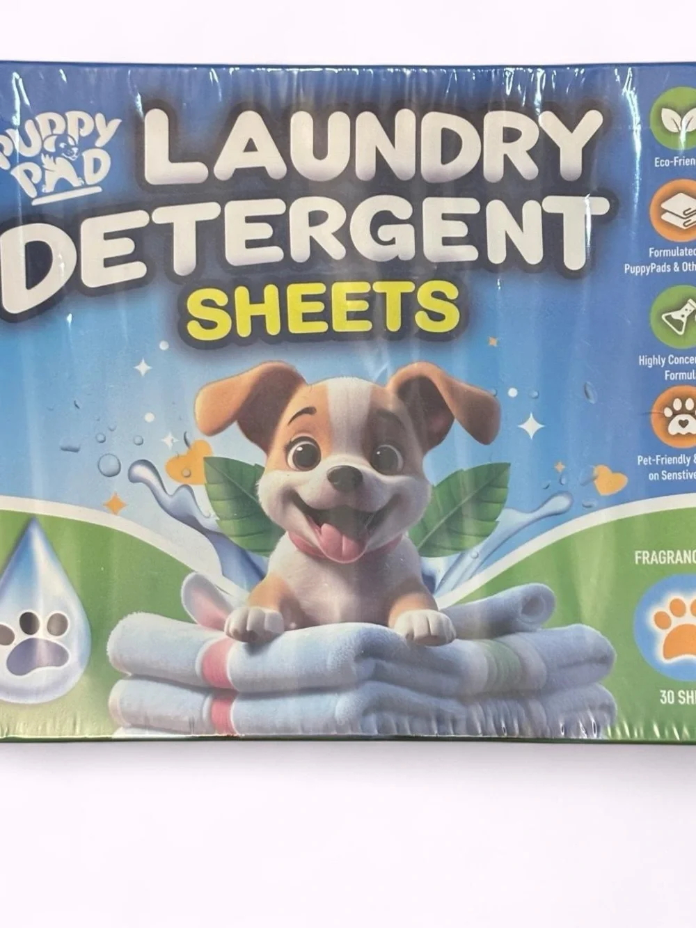 Puppy Pad Laundry Detergent Sheets - Blue Packaging